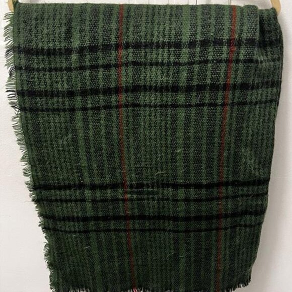 Green, Red and Black Plaid Blanket Scarf - Christmas Colors - Picture 1 of 3